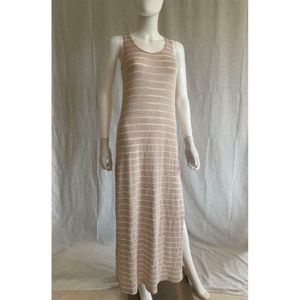 Women's Maxi Dress Casual Slit Sleeveless Brown Beige M